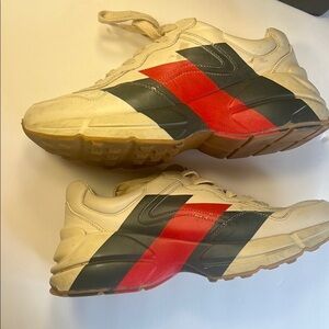 Gucci Cream and Red Rhyton Sneakers men size 6, fits women size 10